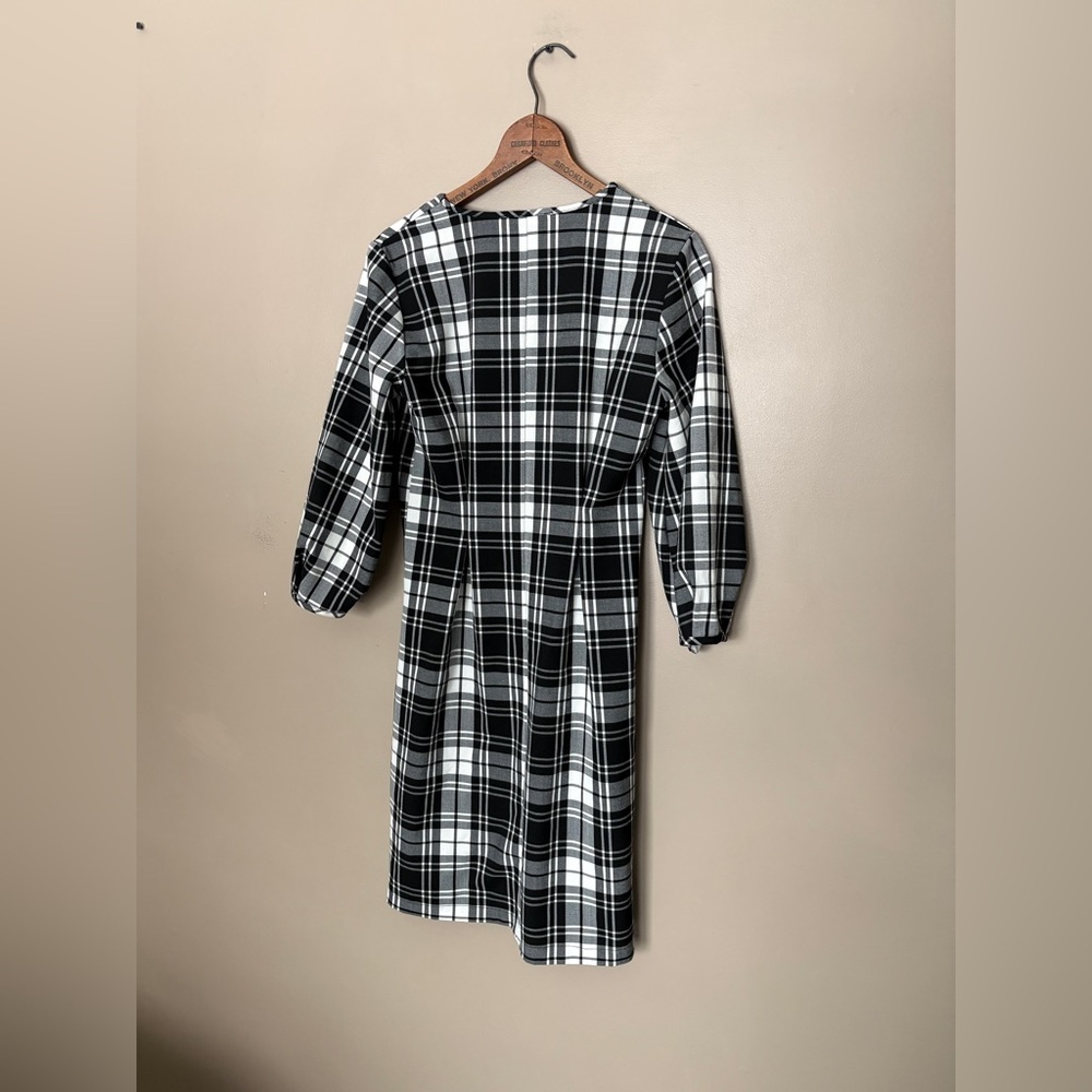 MANGO MNG Casual black & white checked midi dress button down front NWOT sz S - Picture 6 of 14